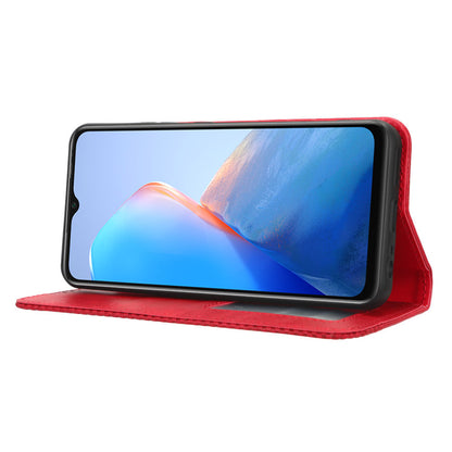 For Infinix Smart 7 HD 4G / X6516 PU Leather Magnetic Closure Mobile Cover Stand Wallet Retro Cell Phone Case