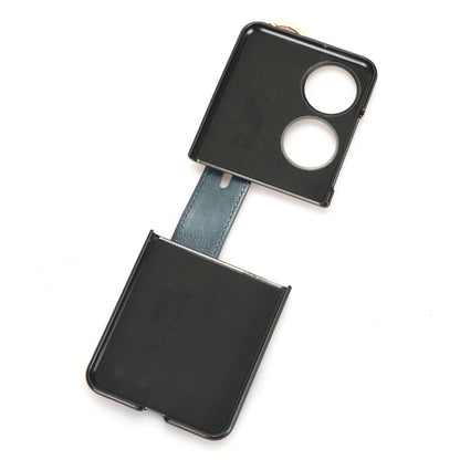 For Huawei P50 Pocket Leather Coating Phone Cover PC+TPU Case with Wristband Kickstand and Neck Strap