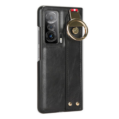 For Honor Magic V Wristband Phone Cover Leather Coating PC+TPU Case with Neck Strap