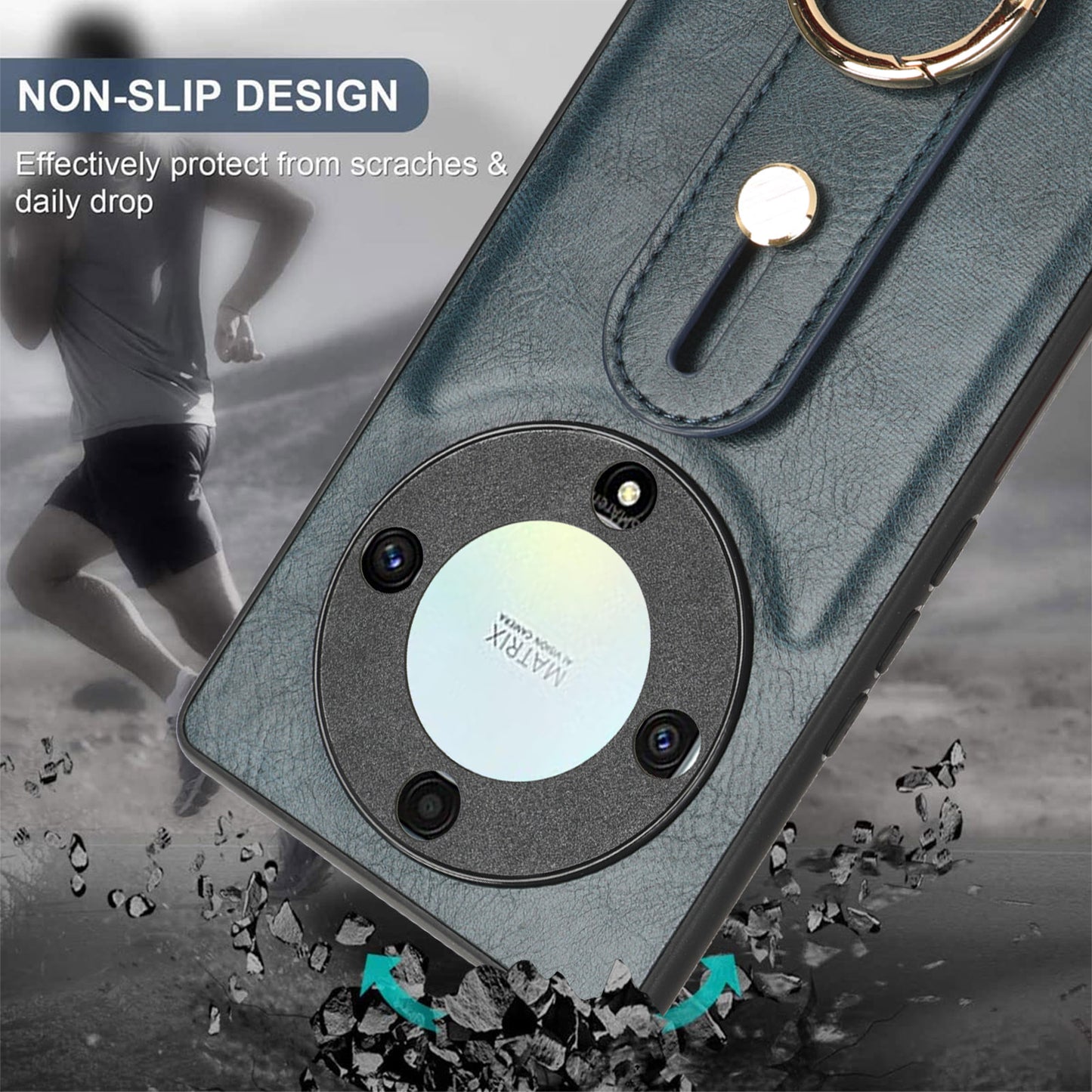 For Honor X9a 5G / Magic5 Lite 5G / X40 5G Leather Coated Phone Case Wristband Kickstand PC+TPU Protective Cover