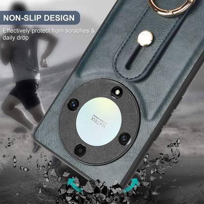 For Honor X9a 5G / Magic5 Lite 5G / X40 5G Leather Coated Phone Case Wristband Kickstand PC+TPU Protective Cover