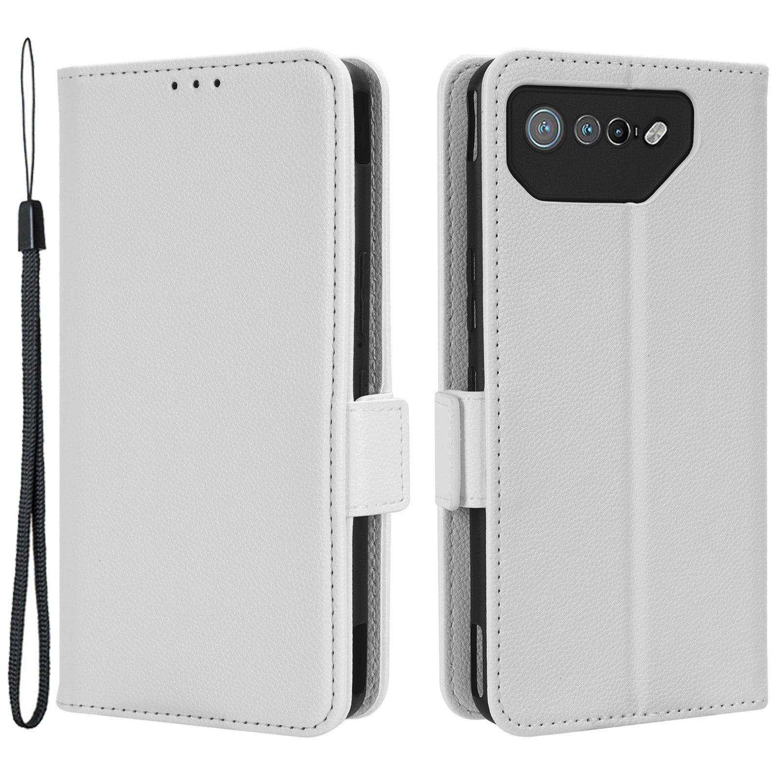 For Asus ROG Phone 7 5G Flip Stand Phone Shell PU Leather Wallet Anti-drop Case Litchi Texture Phone Cover