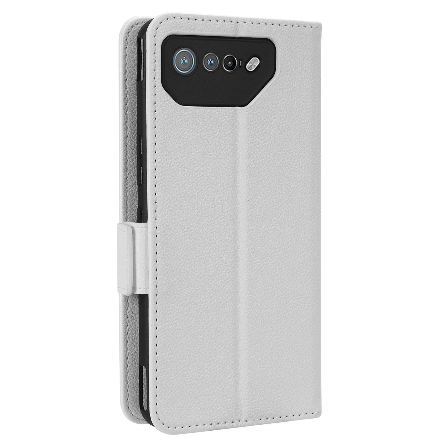 For Asus ROG Phone 7 5G Flip Stand Phone Shell PU Leather Wallet Anti-drop Case Litchi Texture Phone Cover