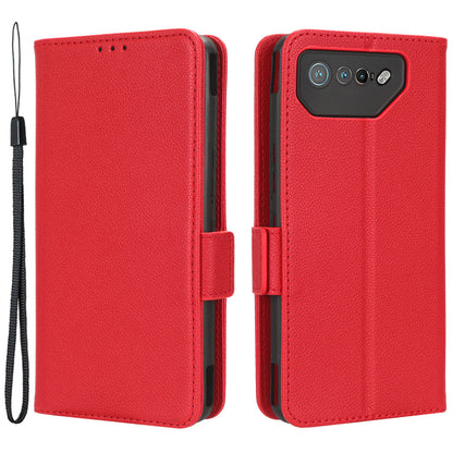 For Asus ROG Phone 7 5G Flip Stand Phone Shell PU Leather Wallet Anti-drop Case Litchi Texture Phone Cover