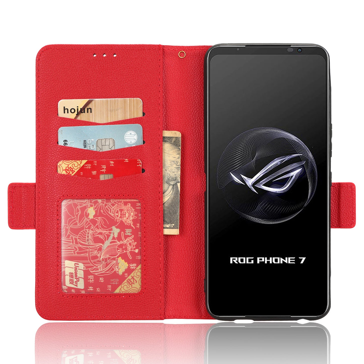 For Asus ROG Phone 7 5G Flip Stand Phone Shell PU Leather Wallet Anti-drop Case Litchi Texture Phone Cover