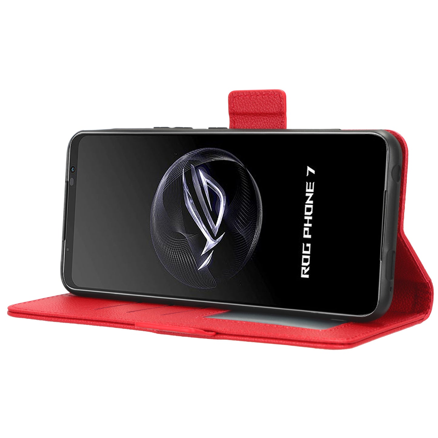 For Asus ROG Phone 7 5G Flip Stand Phone Shell PU Leather Wallet Anti-drop Case Litchi Texture Phone Cover