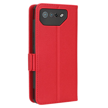 For Asus ROG Phone 7 5G Flip Stand Phone Shell PU Leather Wallet Anti-drop Case Litchi Texture Phone Cover