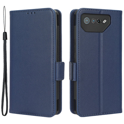 For Asus ROG Phone 7 5G Flip Stand Phone Shell PU Leather Wallet Anti-drop Case Litchi Texture Phone Cover