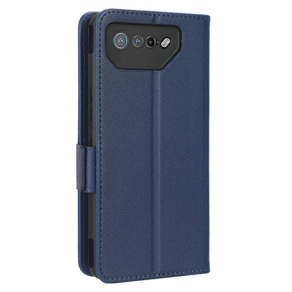 For Asus ROG Phone 7 5G Flip Stand Phone Shell PU Leather Wallet Anti-drop Case Litchi Texture Phone Cover