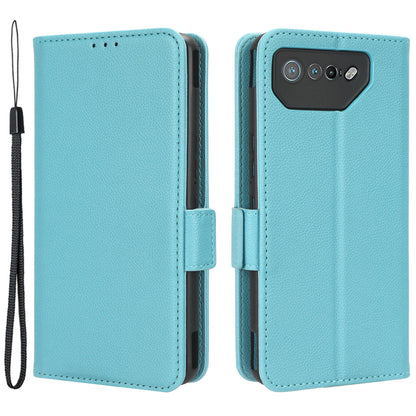For Asus ROG Phone 7 5G Flip Stand Phone Shell PU Leather Wallet Anti-drop Case Litchi Texture Phone Cover
