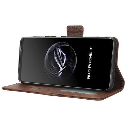 For Asus ROG Phone 7 5G Flip Stand Phone Shell PU Leather Wallet Anti-drop Case Litchi Texture Phone Cover