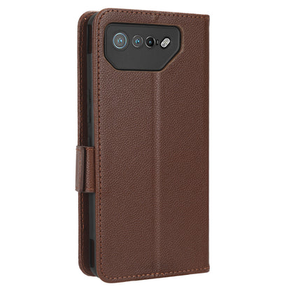 For Asus ROG Phone 7 5G Flip Stand Phone Shell PU Leather Wallet Anti-drop Case Litchi Texture Phone Cover