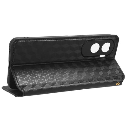 For Honor 90 Lite 5G / X50i 5G Wallet Stand Flip Phone Cover Rhombus Imprinted PU Leather Phone Case