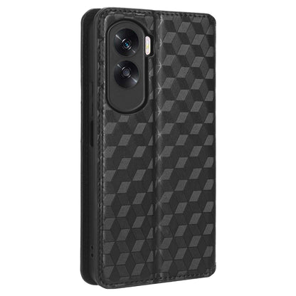 For Honor 90 Lite 5G / X50i 5G Wallet Stand Flip Phone Cover Rhombus Imprinted PU Leather Phone Case