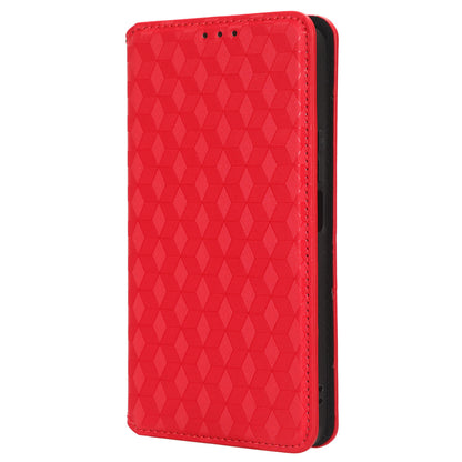 For Honor 90 Lite 5G / X50i 5G Wallet Stand Flip Phone Cover Rhombus Imprinted PU Leather Phone Case