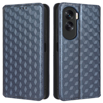 For Honor 90 Lite 5G / X50i 5G Wallet Stand Flip Phone Cover Rhombus Imprinted PU Leather Phone Case