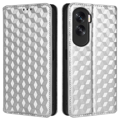 For Honor 90 Lite 5G / X50i 5G Wallet Stand Flip Phone Cover Rhombus Imprinted PU Leather Phone Case