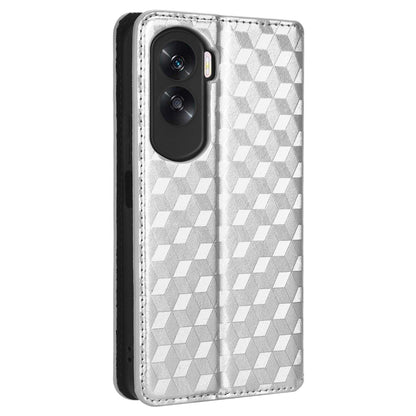 For Honor 90 Lite 5G / X50i 5G Wallet Stand Flip Phone Cover Rhombus Imprinted PU Leather Phone Case