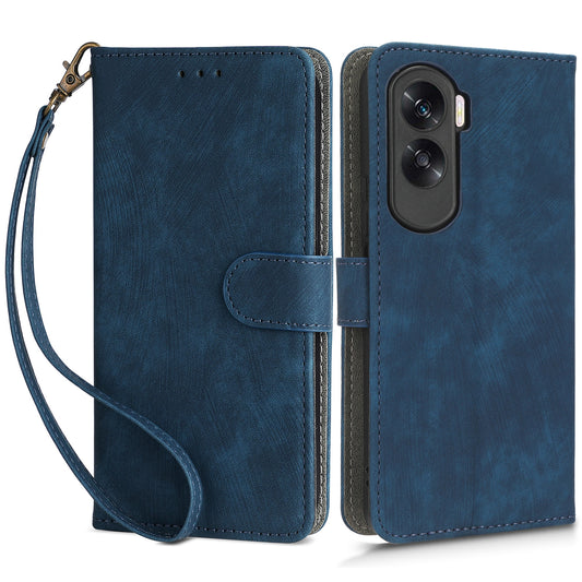 For Honor 90 Lite 5G / X50i 5G RFID Blocking PU Leather Case Cell Phone Wallet Stand Cover with Strap