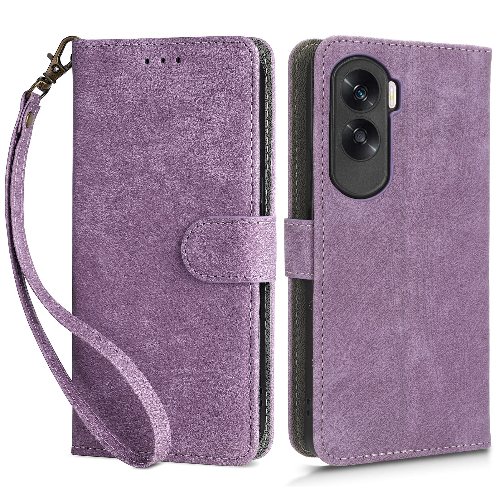 For Honor 90 Lite 5G / X50i 5G RFID Blocking PU Leather Case Cell Phone Wallet Stand Cover with Strap