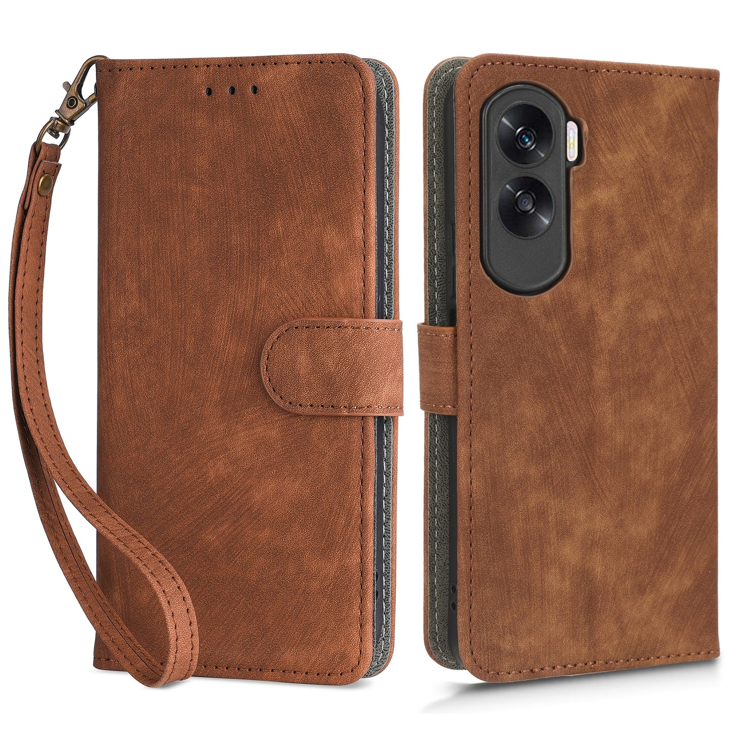 For Honor 90 Lite 5G / X50i 5G RFID Blocking PU Leather Case Cell Phone Wallet Stand Cover with Strap