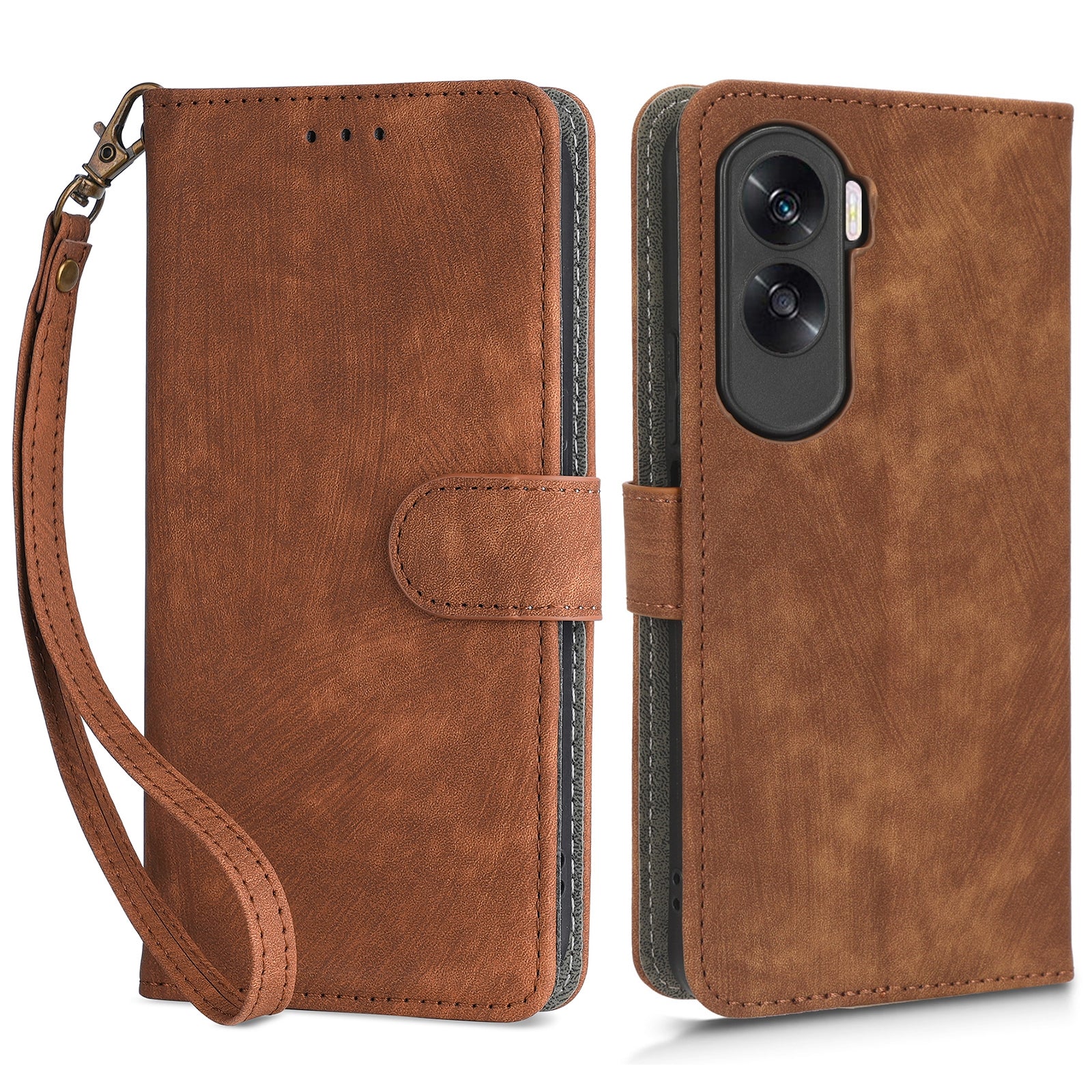 For Honor 90 Lite 5G / X50i 5G RFID Blocking PU Leather Case Cell Phone Wallet Stand Cover with Strap