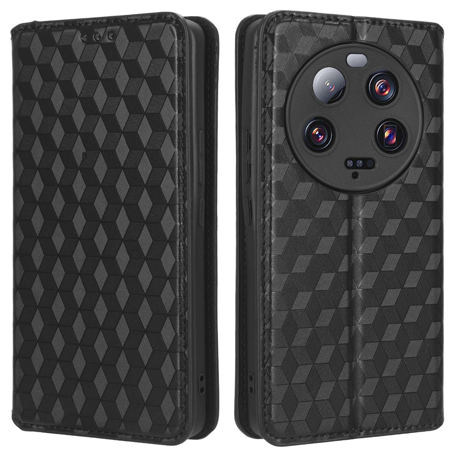 For Xiaomi 13 Ultra Rhombus Imprinted PU Leather Phone Case Wallet Stand Flip Cover