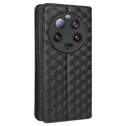 For Xiaomi 13 Ultra Rhombus Imprinted PU Leather Phone Case Wallet Stand Flip Cover