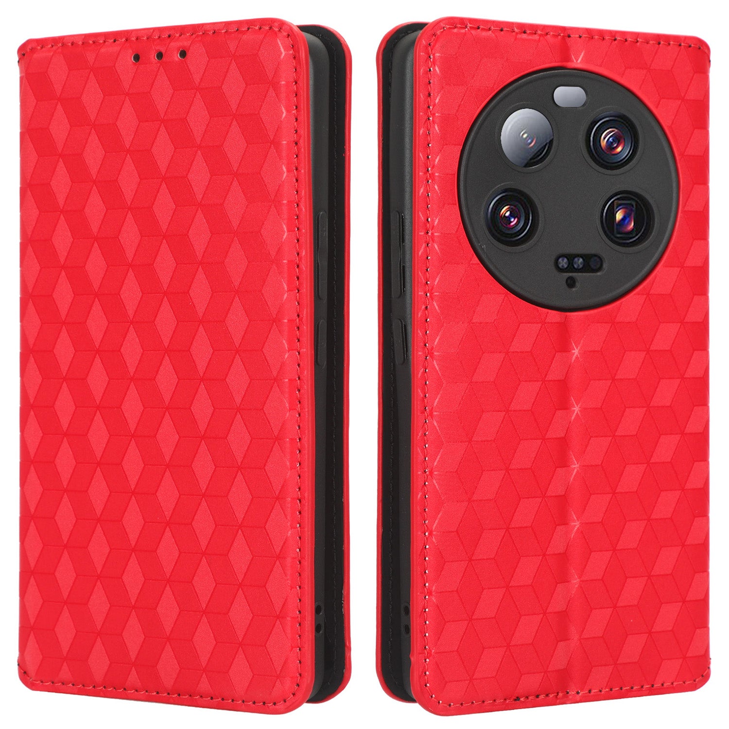 For Xiaomi 13 Ultra Rhombus Imprinted PU Leather Phone Case Wallet Stand Flip Cover