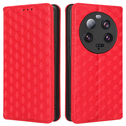 For Xiaomi 13 Ultra Rhombus Imprinted PU Leather Phone Case Wallet Stand Flip Cover