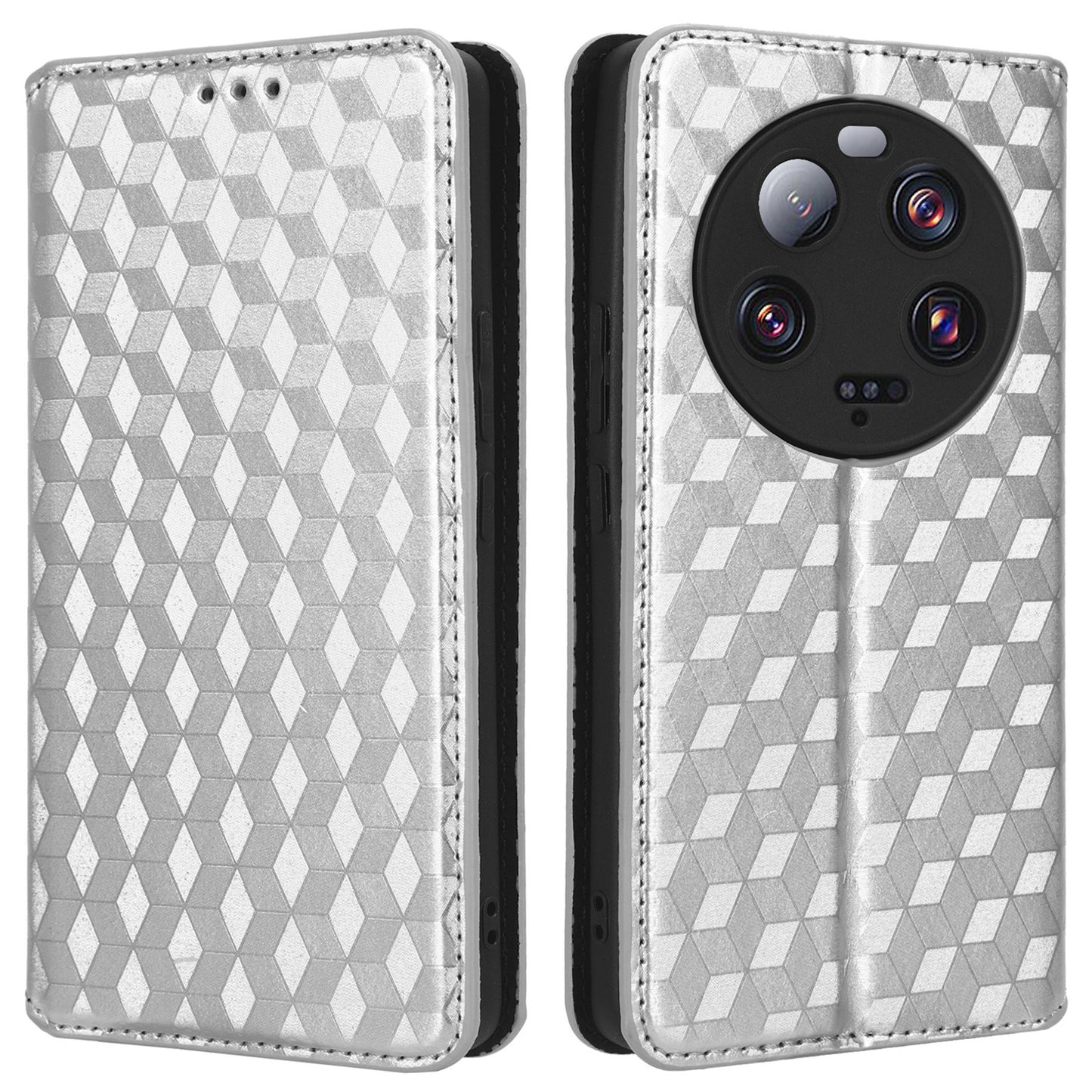 For Xiaomi 13 Ultra Rhombus Imprinted PU Leather Phone Case Wallet Stand Flip Cover