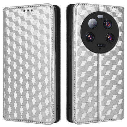 For Xiaomi 13 Ultra Rhombus Imprinted PU Leather Phone Case Wallet Stand Flip Cover