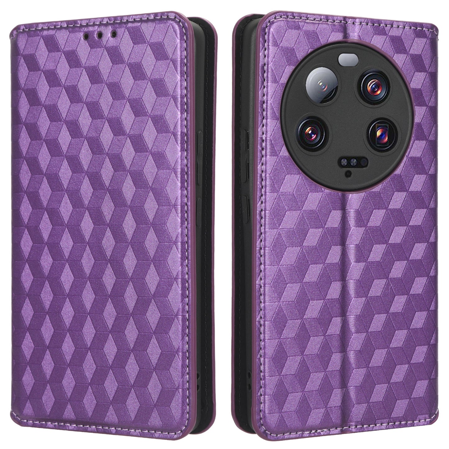 For Xiaomi 13 Ultra Rhombus Imprinted PU Leather Phone Case Wallet Stand Flip Cover