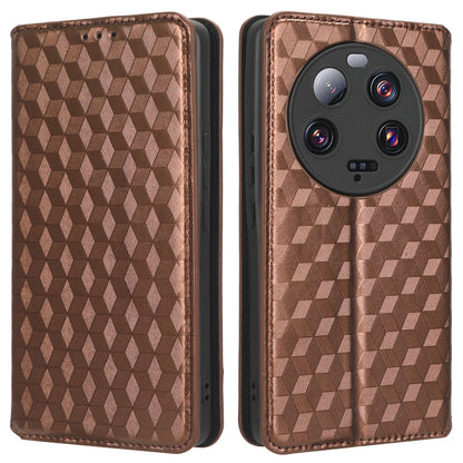 For Xiaomi 13 Ultra Rhombus Imprinted PU Leather Phone Case Wallet Stand Flip Cover