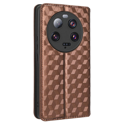 For Xiaomi 13 Ultra Rhombus Imprinted PU Leather Phone Case Wallet Stand Flip Cover