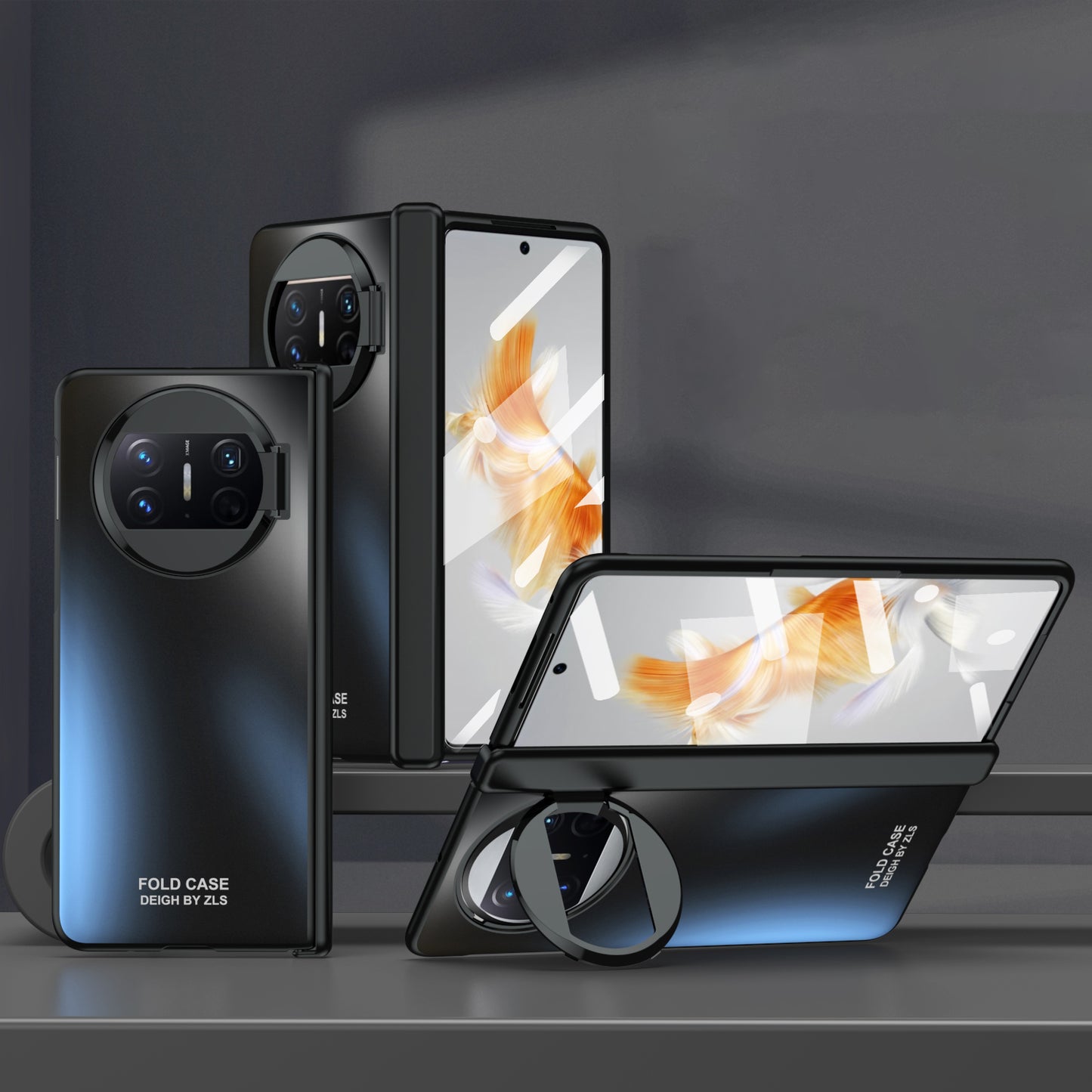 For Huawei Mate X3 5G Magnetic Phone Cover Hidden Kickstand PC Protective Case with Glass Screen Protector
