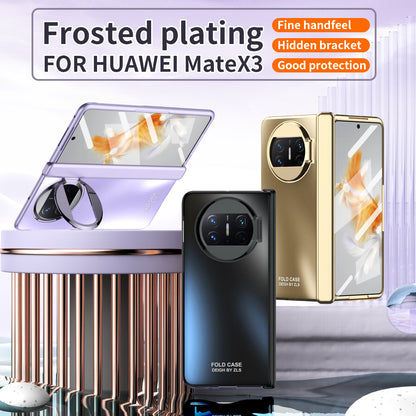 For Huawei Mate X3 5G Magnetic Phone Cover Hidden Kickstand PC Protective Case with Glass Screen Protector