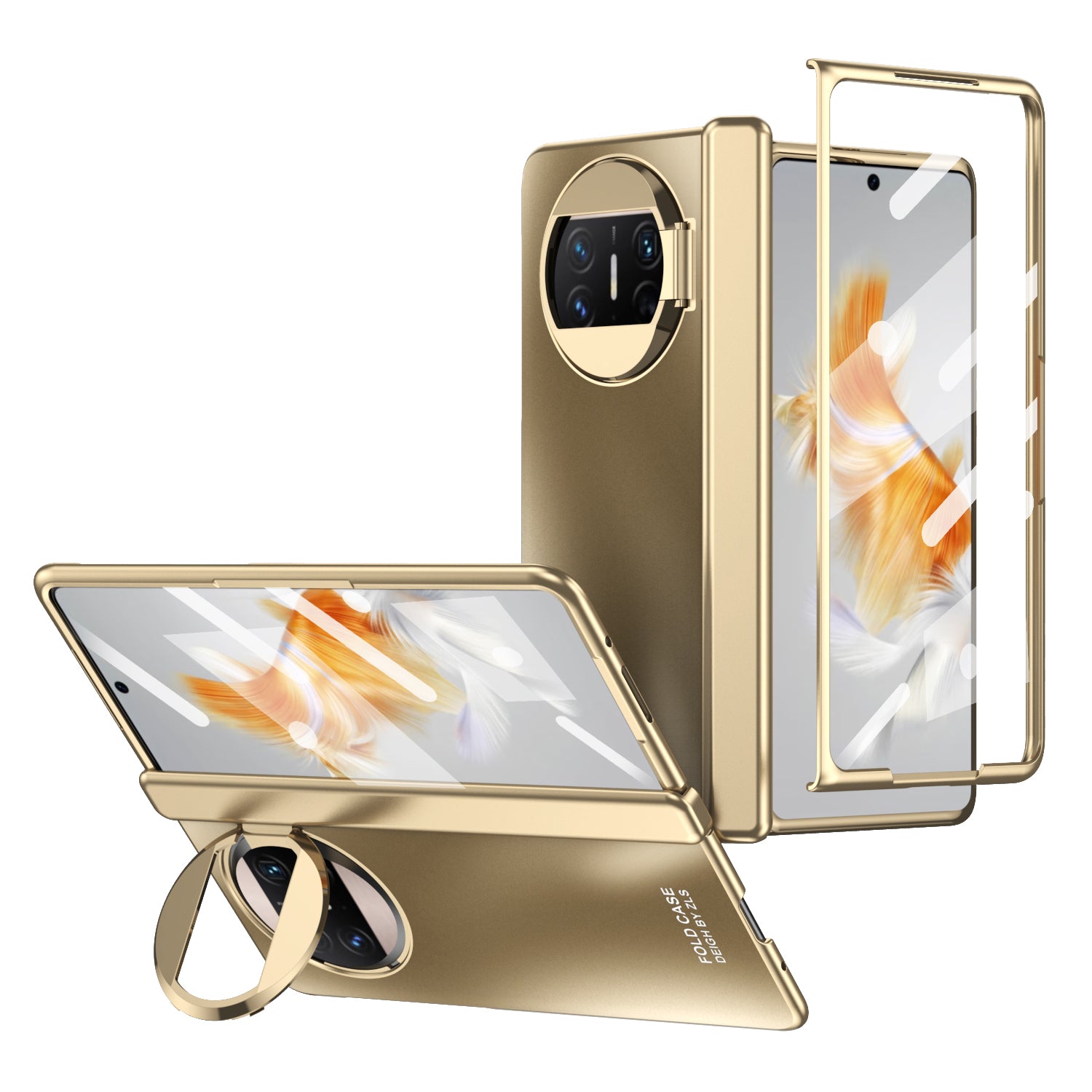 For Huawei Mate X3 5G Magnetic Phone Cover Hidden Kickstand PC Protective Case with Glass Screen Protector