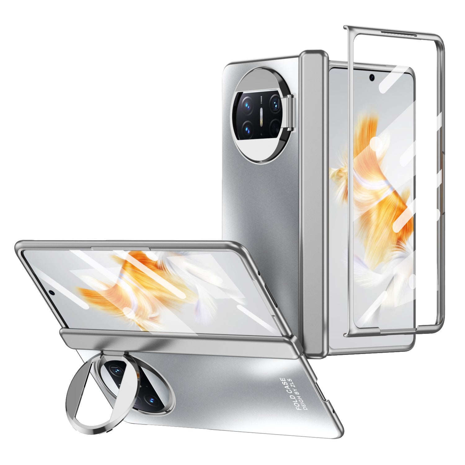 For Huawei Mate X3 5G Magnetic Phone Cover Hidden Kickstand PC Protective Case with Glass Screen Protector