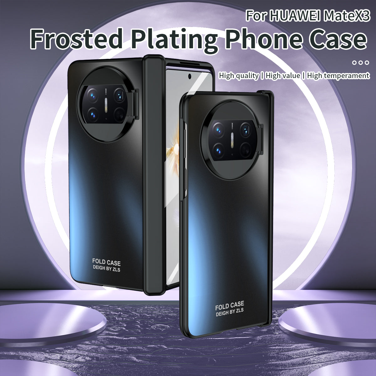 For Huawei Mate X3 5G Magnetic Phone Cover Hidden Kickstand PC Protective Case with Glass Screen Protector