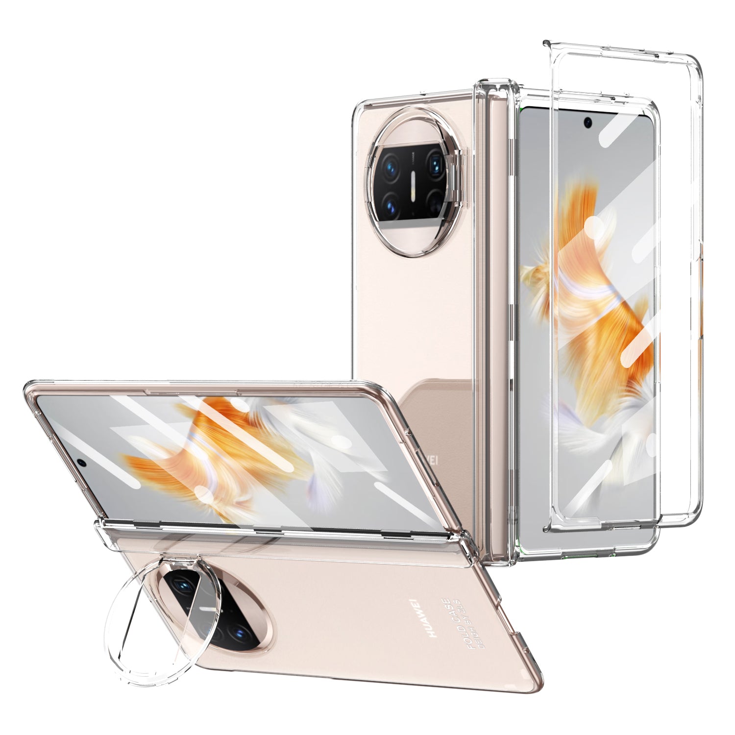 For Huawei Mate X3 5G Magnetic Phone Cover Hidden Kickstand PC Protective Case with Glass Screen Protector