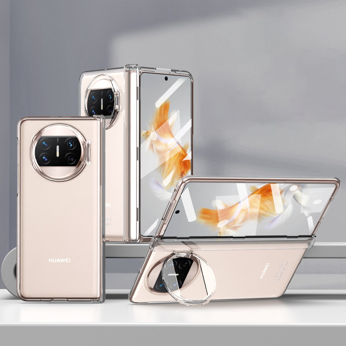 For Huawei Mate X3 5G Magnetic Phone Cover Hidden Kickstand PC Protective Case with Glass Screen Protector