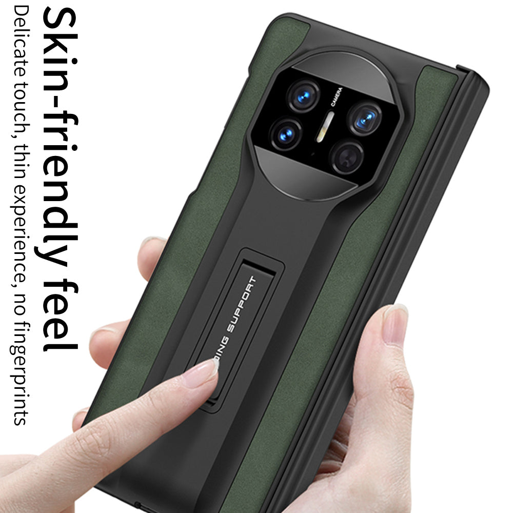 GKK For Huawei Mate X3 5G Hidden Kickstand Case Magnetic Matte Leather Coating PC Cover with HD Glass Screen Film
