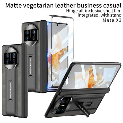 GKK For Huawei Mate X3 5G Hidden Kickstand Case Magnetic Matte Leather Coating PC Cover with HD Glass Screen Film
