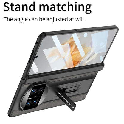 GKK For Huawei Mate X3 5G Hidden Kickstand Case Magnetic Matte Leather Coating PC Cover with HD Glass Screen Film