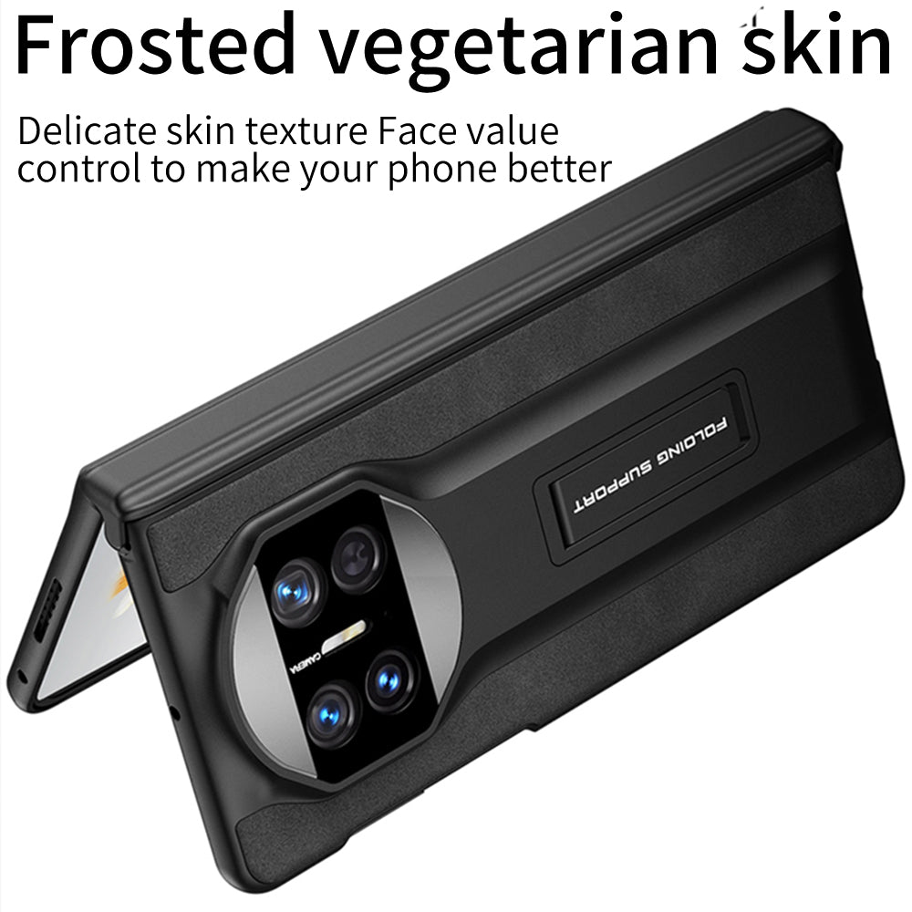 GKK For Huawei Mate X3 5G Hidden Kickstand Case Magnetic Matte Leather Coating PC Cover with HD Glass Screen Film