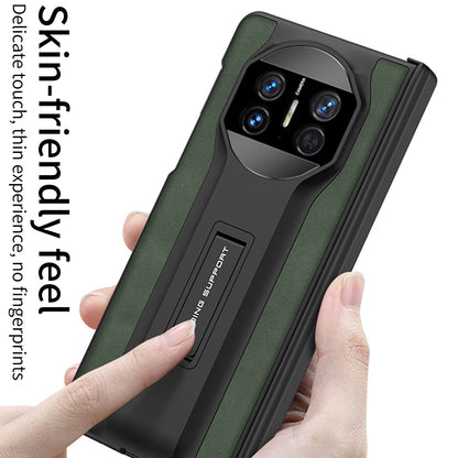 GKK For Huawei Mate X3 5G Hidden Kickstand Case Magnetic Matte Leather Coating PC Cover with HD Glass Screen Film