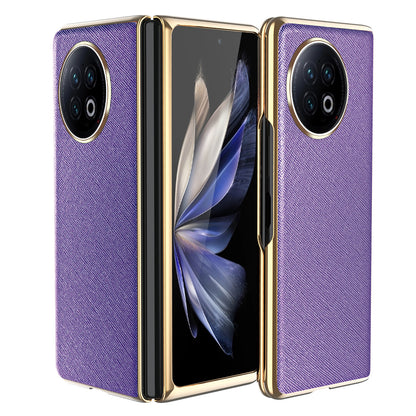 For vivo X Fold2 PU Leather+PC Phone Case Electroplating Frame Anti-Drop Protective Cover