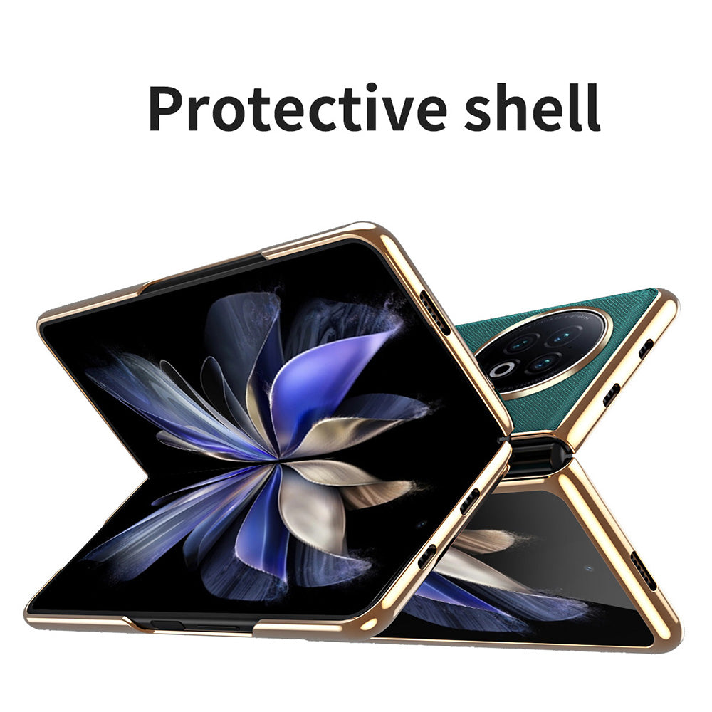 For vivo X Fold2 PU Leather+PC Phone Case Electroplating Frame Anti-Drop Protective Cover