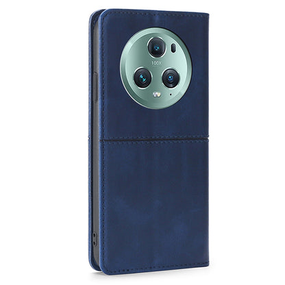 For Honor Magic5 Pro Leather Cell Phone Stand Case Cowhide Texture Anti-Scratch Card Holder Phone Cover